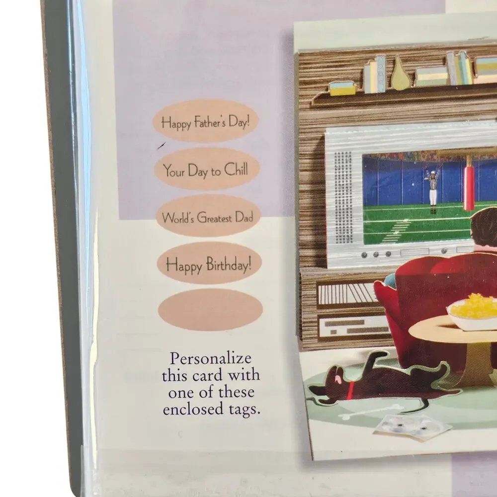 Father's Day Pop Up Card 3D Couch Potato Birthday Dad Dog Up With Paper